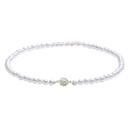 Magneet parelketting -8 mm-wit- strass- 45 cm -synthetische parel - Charme Bijoux