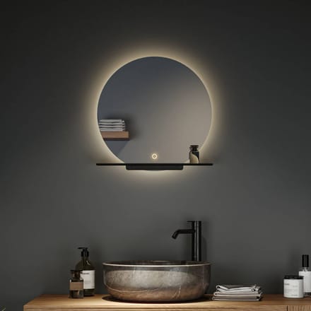 LED-verlichte spiegel Miro IP44 Tunable White 500lm 230V 11W Spiegel, Zwart mat