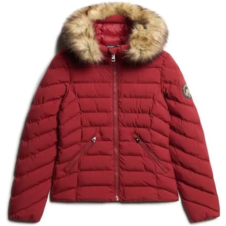Superdry - Gewatteerde Fuji-jas met capuchon van imitatiebont - Dames - Gewatteerde jassen