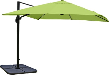 Zweefparasol MCW-A96, parasol, 3x3m (Ø4,24m) polyester/aluminium 23kg ~ groen met standaard