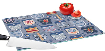 Glazen Snijplank - 39x28 - Broek - Denim - Patch - Patronen - Snijplanken Glas