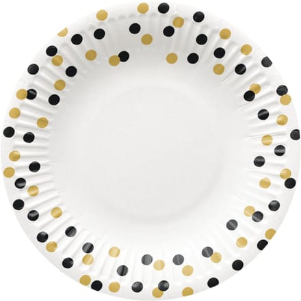 PAW - Papieren bordjes - 18 cm - Confetti Gold-black