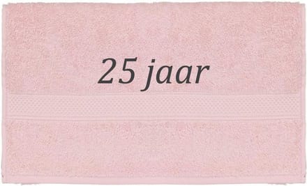 Handdoek - 25 jaar - 100x50cm - Roze