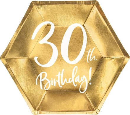 Borden 30th birthday goud (6 stuks)
