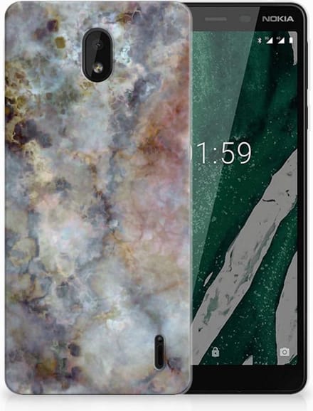 Nokia 1 Plus TPU Siliconen Hoesje Marmer Grijs