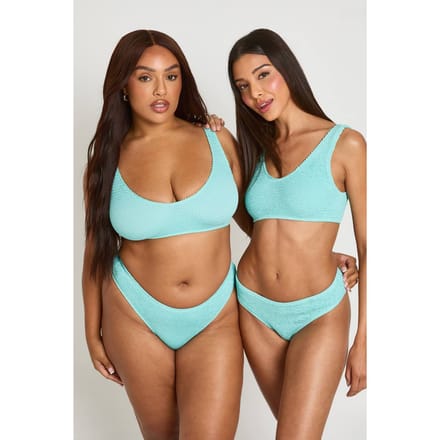 boohoo Dames Premium One Size Fits All Crinkle V-voorpand String Bikinibroekje | Aqua