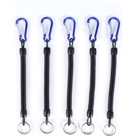 5 Stuks Elastisch Vis Touw Boot Lanyards Met Kampeer Karabijn Haak Gesp Veilig Slot Blauw blauw