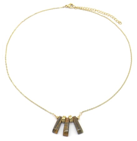 Ketting Tijgeroog - RVS - Lengte 39-44 cm - Goudkleurig