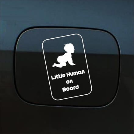 Bumpersticker - Little Human On Board - 15 X 10 - Wit