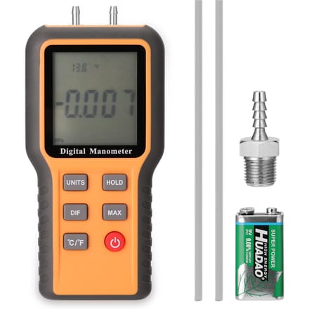 Manomètre numérique affichage LCD Celsius Fahrenheit commutable 12 unités de pression température intérieure réglable multicolore