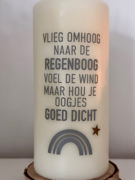 Kaars - Troostkaars - Regenboog .... - Uitvaart - Kind - Herdenkingskaars - AF-TK29-154VRG