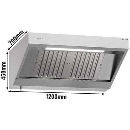 GGM Gastro Wandhaube mit Motor - 1200mm - mit Regler, Filter & Lampe