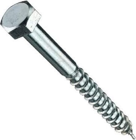 Houtdraadbout. M7 x 40mm. lang. 8 stuks Houtfret. Gegalvaniseerd. Ifix