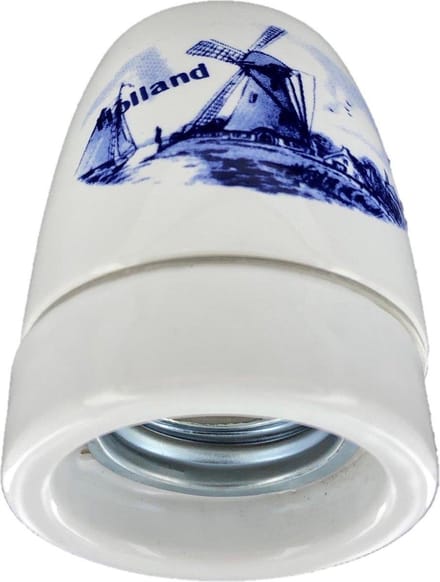 Lamphouder E27 Porselein - Wit / Blauw (Dutch design)