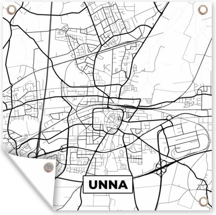 Tuindoek Plattegrond - Unna - Kaart - Stadskaart - 100x100 cm
