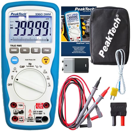 Digitale multimeter met True RMS, waterdicht (IP67), LCD-display, 4000 counts, handmultimeter, CAT III 1000 V