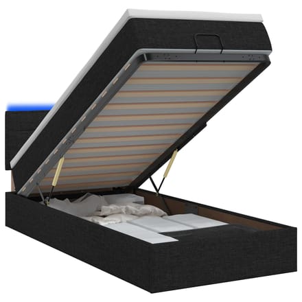 vidaXL - Ottomaanse - Bed - met - Matras - en - LED - Zwart - 100 - x - 200 - cm - Stof