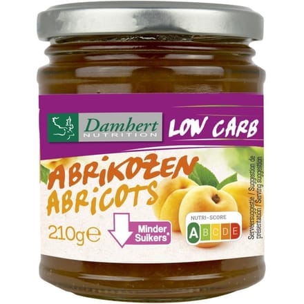Damhert Dieet Jam (0 toegevoegde suikers) - 210 gram - Abrikoos