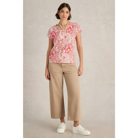 White Stuff Nelly Notch Neck Tee Coral Multi Taglia: 14 | Maglie Sportivi Outlet | Donna | Arancia