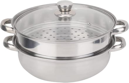 2-laags Stoompan 27cm RVS - Dubbele Stoomketel voor Gezond Koken