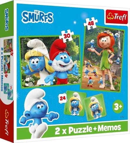 Trefl Smurfen puzzel en memory spel - 2in1 kinderspel karton.