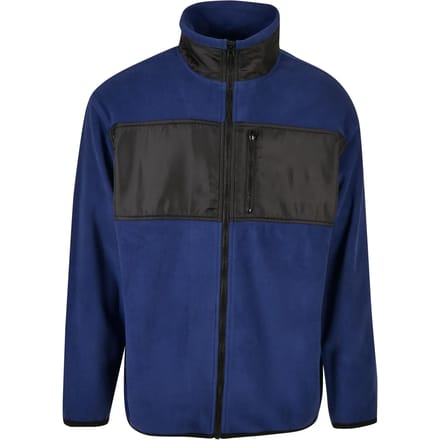 Urban Classics - Patched Micro Fleece Jacket - S - Blauw