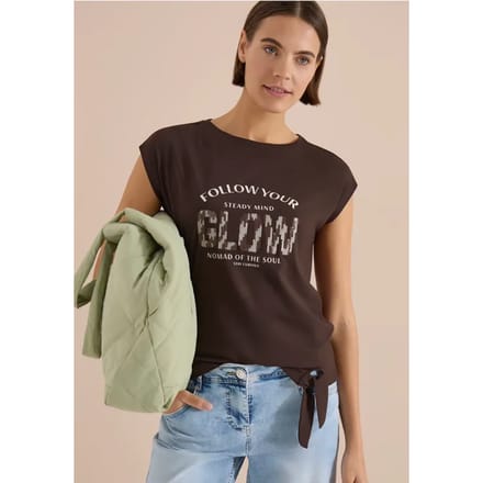 Shirt met overhangende schouder en knoopdetail