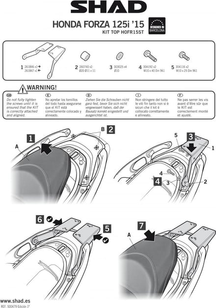 Support de top case Shad pour Scooter Honda 300 Forza 2018 à 2020 Neuf