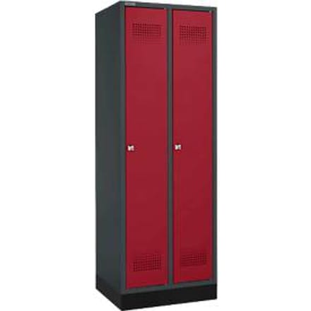 Schäfer Shop Genius Kledinglocker met fitting, 2 compartimenten, cilinderslot, antraciet RAL 7016/rood