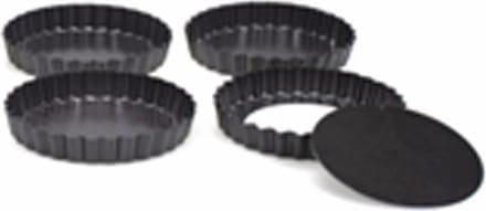 Point-Virgule Bakvorm - 4 mini taartvormen - Anti-aanbaklaag - Losse bodem - ø 10cm