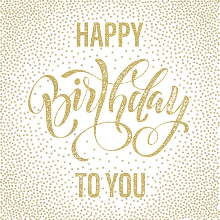 Lunch servetten - Happy Birthday dotted gold - Maki - 33x33 cm