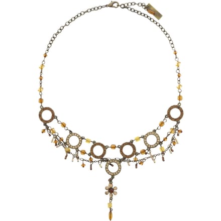 Behave - Ketting - Antiek Goud - Bruine Bloemen Hanger - Dames - 34 cm