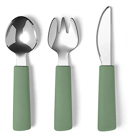 Bestek - Set - Siliconen - Met RVS-sage green - 13/14 cm