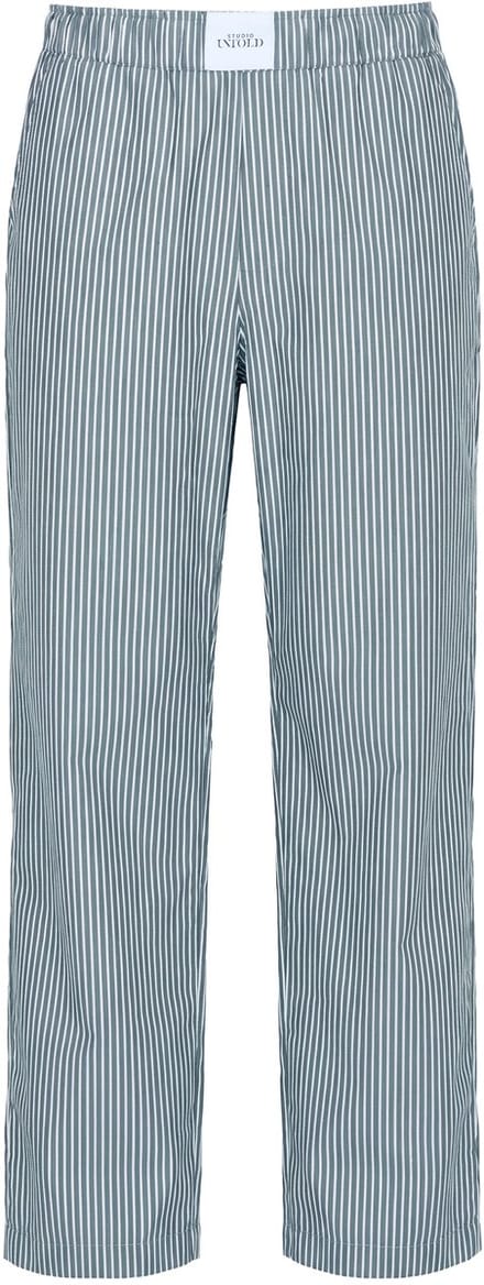 Studio Untold - Dames - Broek wijde pijpen strepen patch elastische tailleband - Donkergroen - Maat 50