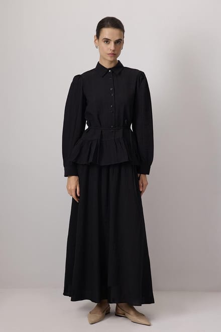 Touché Privé - Set van blouse en rok met ruches - Zwart - Dames