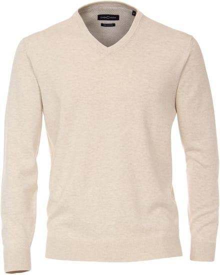Casa Moda Sport Trui V-Hals Creme Pima Katoen Regular Fit - M