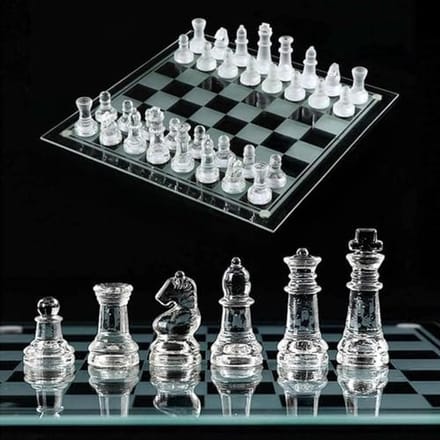 Glazen schaakbord - Schaakspel set - Educatief spel - Draagbaar ontwerp - 25x25 cm - Transparant