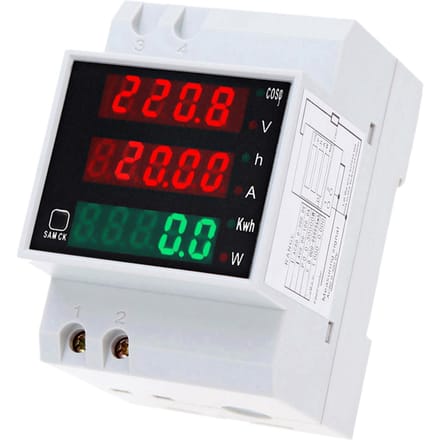 AC80-300V 100A Multifunctionele digitale DIN-rail stroom-spanning-vermogensfactormeter-ampèremeter wit
