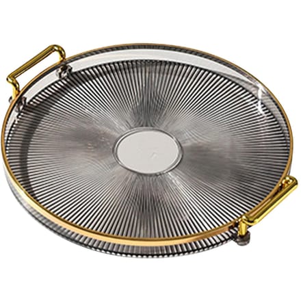 Ronde Dienblad met Handvatten Multifunctioneel Transparant Rond Serveerblad voor Brood Fruit Dessert Snack goud