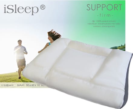 iSleep Support Hoofdkussen - Firm - Stevig Kussen - 50x60x10 cm - Wit - Neksteun en Ventilatieband