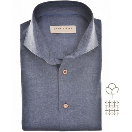 John Miller Overhemd Cutaway Collar Cotton Flanel Navy / male