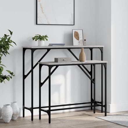 vidaXL - Wandtafels - 2 - st - bewerkt - hout - grijs - sonoma - eikenkleurig