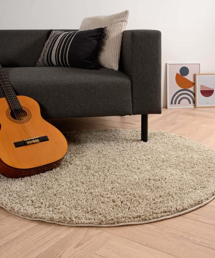 Rond hoogpolig vloerkleed - Shaggy Trend champagne 200