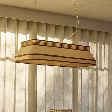 MARKET SET Hanglamp Square, 88 x 38 cm, crème, textiel, E27