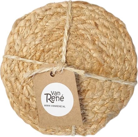 Van René Onderzetters Rond 8 stuks  Tafelaccessoires Naturel Jute 13cm