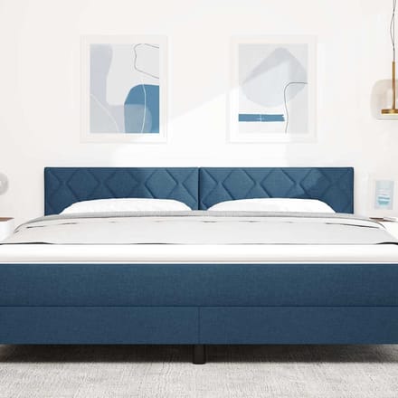 vidaXL - LED - Hoofdbord - Blauw - 180 - cm - Stof