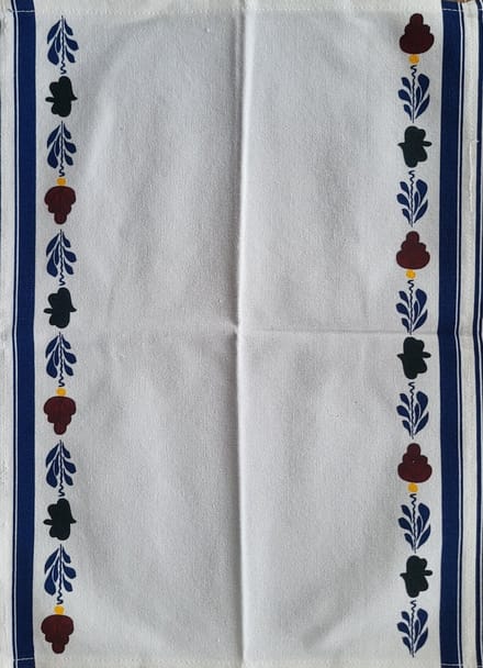 4 Placemats Boerenbont 45x35 cm - wit met blauw - set van 4