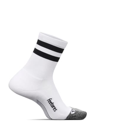 Feetures - Elite Light Cushion Mini Crew - White High Top Stripe - Wit-Zwart / MEDIUM