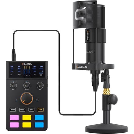 COMICA AD Caster C1-K1 Audiomixer USB-audio-interface Geluidskaart met 3,5 mm-poorten Dubbele XLR-ingang zwart