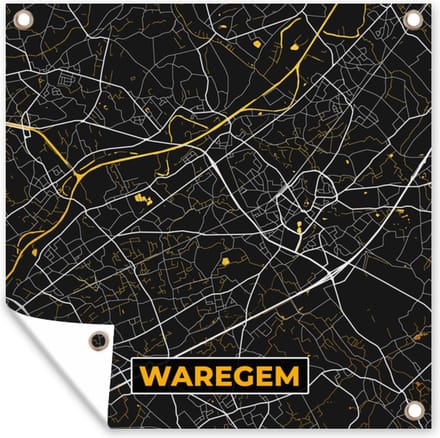 Tuindoek Waregem - Stadskaart - Kaart - Plattegrond - Goud - 100x100 cm